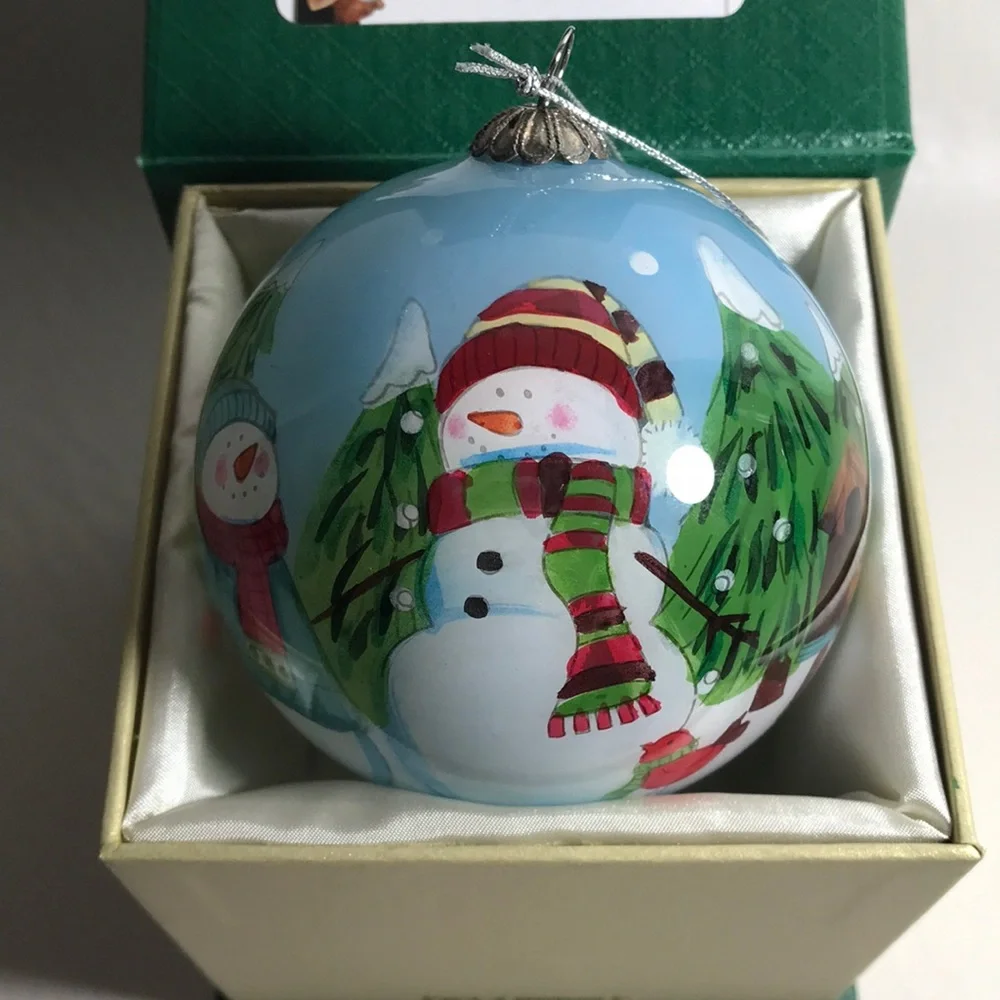 Pier 1 Li Bien Inside Painting Hand Painted Holiday Ornament & Box One of a Kind